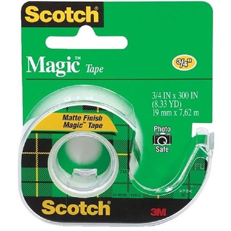 SCOTCH Scotch 040470 Magic Photo-Safe Writable Self-Adhesive Invisible Tape With Dispenser; 0.75 x 300 In; Matte Clear 40470
